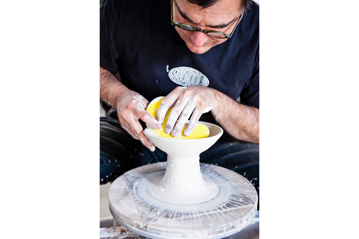 Artist Michael Sherrill using the Large Yellow Bowl Rib